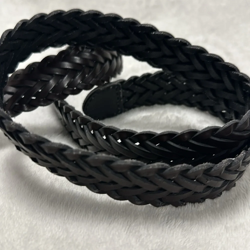 LEVI STRAUSS Synthetic Leather Dark Brown braided belt , size XL, 34 - 36 inches
